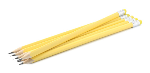 Many sharp graphite pencils isolated on white