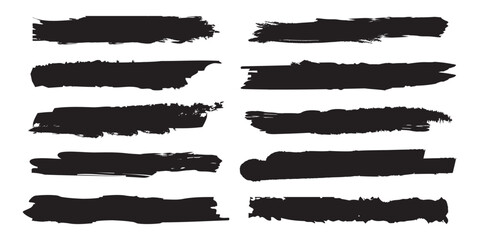 Brush line set. Brush line calligraphy paint strokes. Rectangle Brush stroke, ink paint brushes. Straight line vector brush strokes. Isolated on white background.