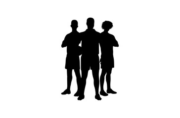 Three football players standing together vector