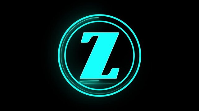 letter Z .3D Rendering. Glow Alphabet Number in sphere .Animation Video Template For Your Business letter Z from metallic cubes, 3D letter animation chroma key black screen background. 4k