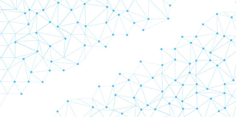 Technology abstract white digital background of connected dot with blue line .many squares and rectangle shapes .Internet connection network high digital technology with connecting points and