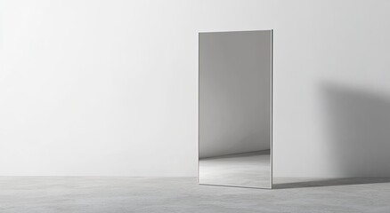 Full-length mirror on light-gray floor