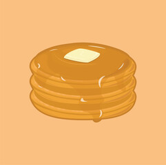 vector illustration of a food in the form of pancakes with butter and honey