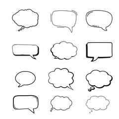 Fototapeta premium Collection of hand-drawn speech and thought bubbles