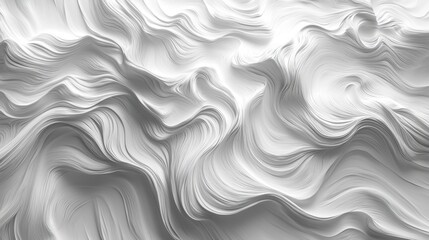 Abstract White Textured Waves in Swirling Motion and Fluid Form