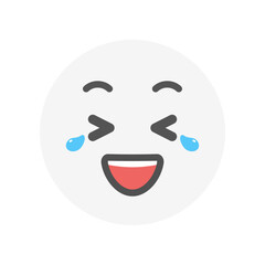 Fototapeta premium 涙を流して笑っているニコニコ顔の絵文字｜爆笑や大笑い、うれし泣きのイラスト