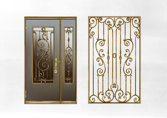 forged products, gates, wicket, door, window bars, lattice door, forged elements, lanterns, pillars