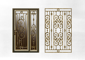 forged products, gates, wicket, door, window bars, lattice door, forged elements, lanterns, pillars