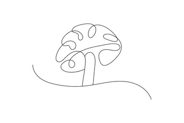 Continuous one line art of mushroom Vector illustration design
