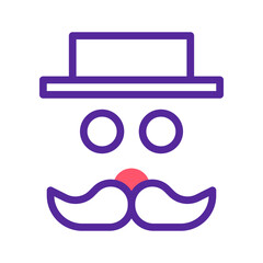 Whimsical face with hat and mustache creating an inviting and engaging visual
