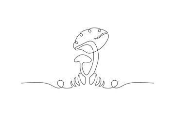 Continuous one line art of mushroom Vector illustration design
