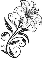 Black vintage floral swirl ornament vector illustration