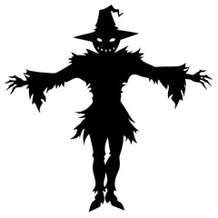 Scarecrow Silhouette – Halloween or Farm Decoration Vector