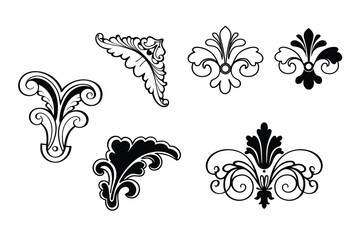 Baroque Calligraphy Ornament Vector Set – Elegant White Background Design.



