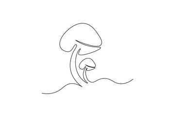 Fototapeta premium Continuous one line art of mushroom Vector illustration design 