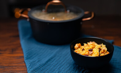 Freshly Cooked Chicken Pilaf Served in Bowl.