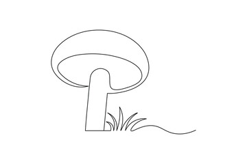 Continuous one line art of mushroom Vector illustration design
