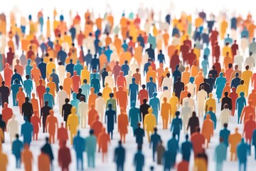 Paper cut-out style crowd of diverse people