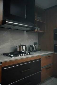 Modern kitchen design featuring sleek cabinets and a skylight for natural light