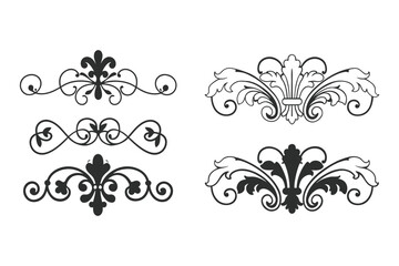 Baroque Calligraphy Ornament Vector Set – Elegant White Background Design.



