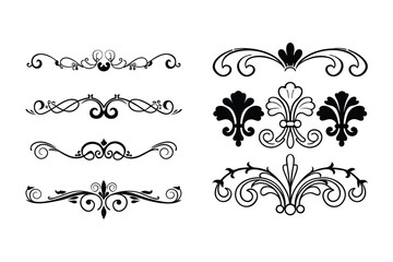 Baroque Calligraphy Ornament Vector Set – Elegant White Background Design.


