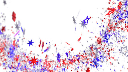Red, white, and blue star confetti background perfect for Independence Day designs.