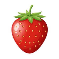 Obraz premium Ripe red strawberry with green leaves on a transparent background 