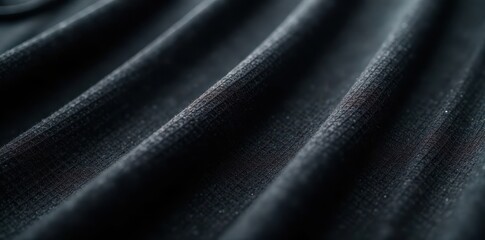 Fototapeta premium Close-up of a black mesh sports jersey texture with woven threads, sporty, texture