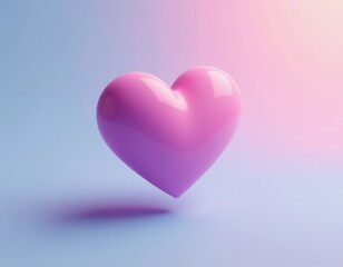 Pink 3D Heart on Pastel Background - Valentine's Day, Love, Romance Concept
