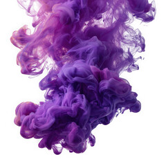 Fototapeta premium Purple ink explosion abstract effect on white background on transparent background