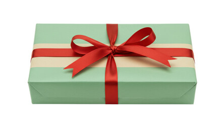 Isolated Wrapped Gift with Red Ribbon