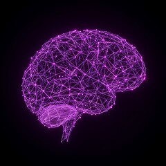 Abstract Purple Glowing Brain Neuro-Science, Neural Network, Artificial Intelligence