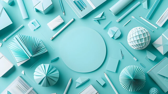 Blue Monochrome School Supplies with Minimalist Design