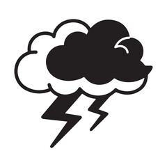 Stormcloud clipart cartoon style vector illustration Silhouette White background.