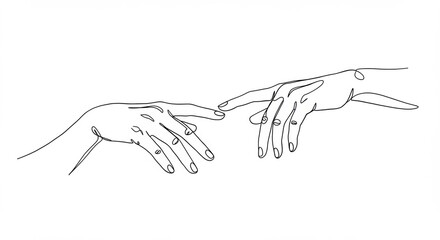 Obraz premium Elegant line art hands reaching connection grace minimalism beauty