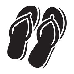 Summer flip flop clipart cartoon style vector illustration Silhouette White background.