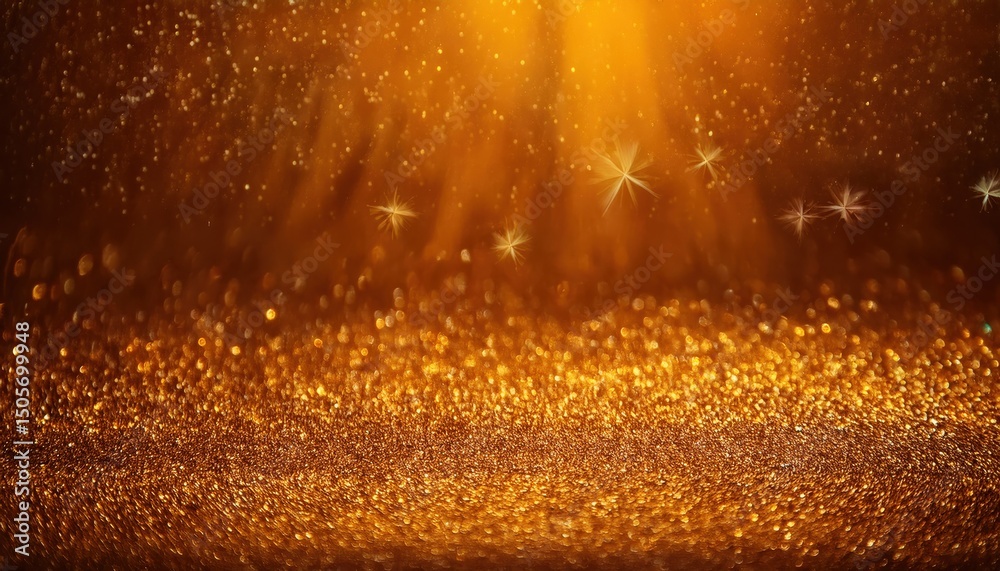 Leinwandbilder glowing golden glitter background with floating spark particles and warm bokeh for luxury branding, 