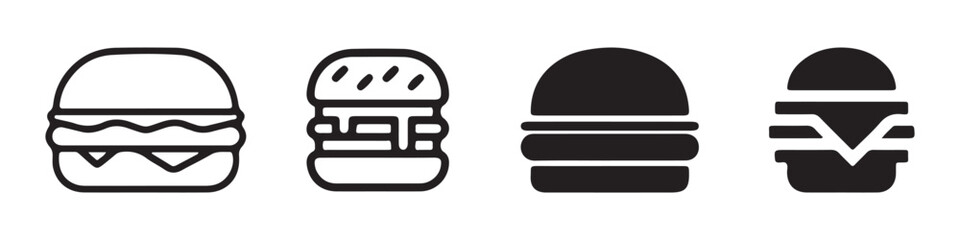Black silhouettes of burger vector. Burger icon. Vector Illustration