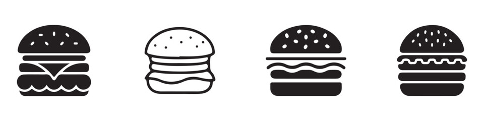 Black silhouettes of burger vector. Burger icon. Vector Illustration
