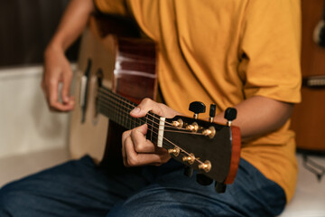 Playing Acoustic Guitar in a Relaxed Setting