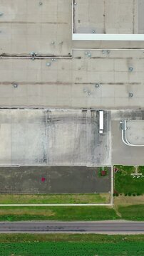 Aerial view of industrial zone. Top down view of the industrial zone and technopark