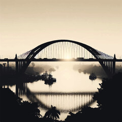 Naklejka premium silhouette of the bridge in the afternoon