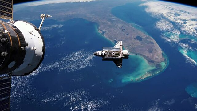 shuttle ready to dock with space station