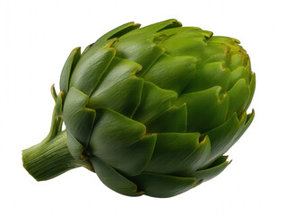 Obraz premium Fresh green artichoke isolated on a clean background captured in focus to highlight its unique shape and natural beauty Transparent background PNG