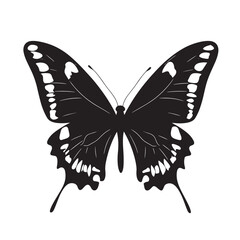 Fototapeta premium Elegant Butterfly Silhouette Icon Clipart Image Isolated on White Background Perfect for Design Projects