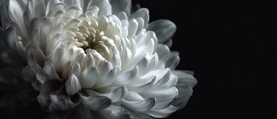 Close-up of a detailed white chrysanthemum.