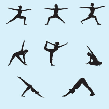 set of yoga silhouettes