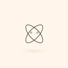 Obraz premium Vector icon of an atom, simple design, white background, , simple black outline