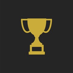 Trophy cup icon isolated on black background