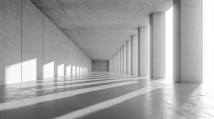 Fototapeta premium Modern Minimalist Interior with Natural Light and Concrete Columns